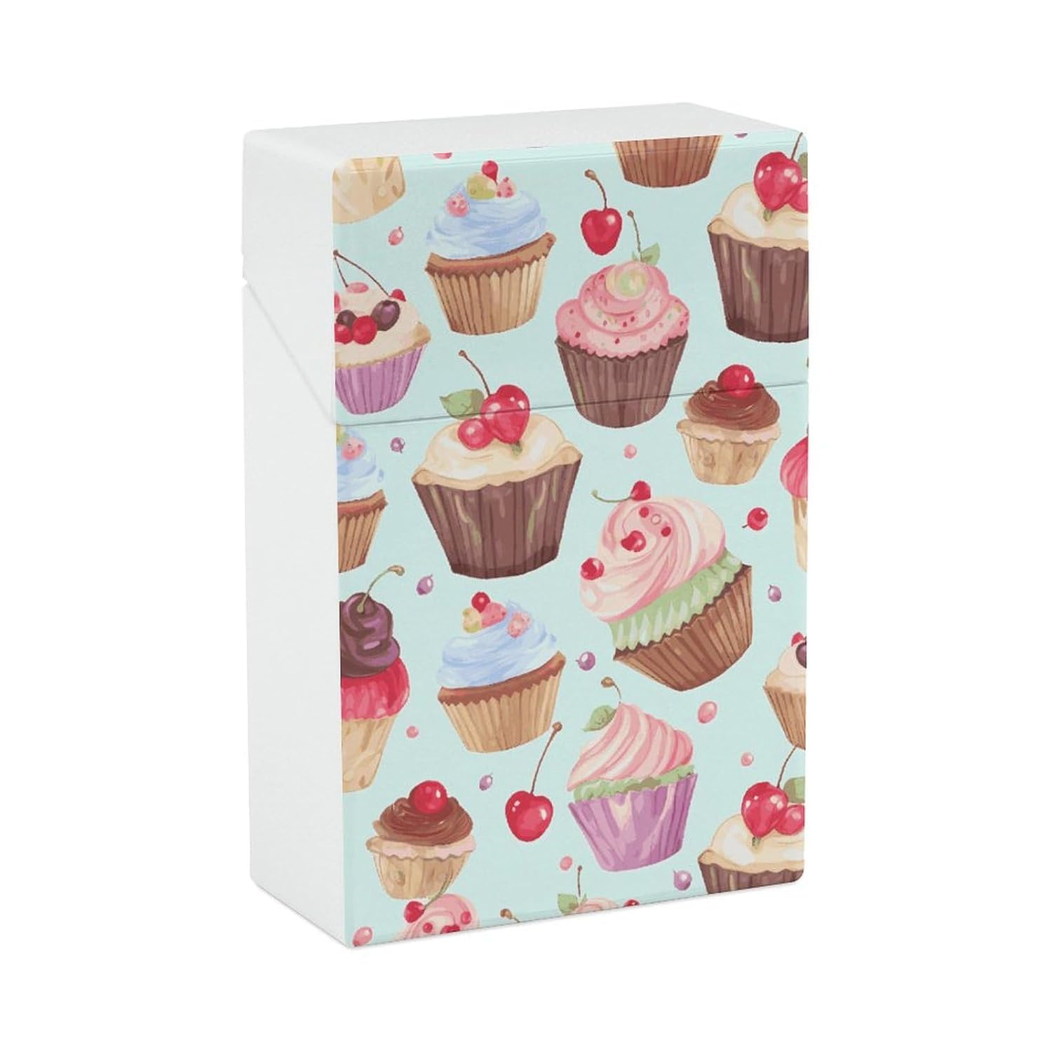 Cupcake Pattern Cigarette Case for King Size Retro Holder Case with Exquisite Carved Patterns Box 20 Regular Size Cigarettes