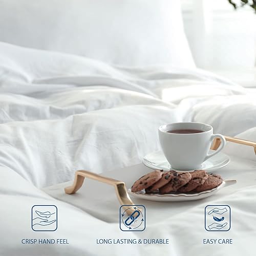 Miniatura 4 de Sunday Home Juego de sábanas de percal de 100 % algodón puro, 4 piezas, sábanas de algodón de grapas transpirables, cómodas y nítidas con bolsillos