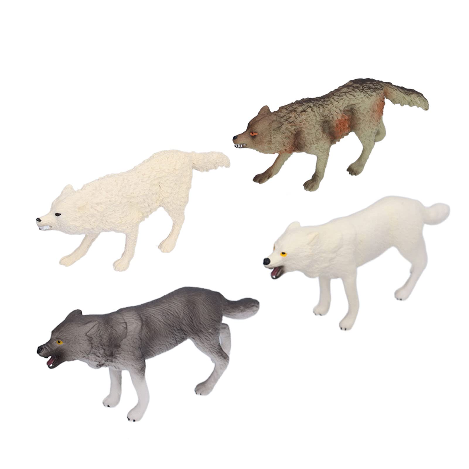 4 PCS Realistic Wild Life Jungle Zoo Animal Wolf Figures Desktop