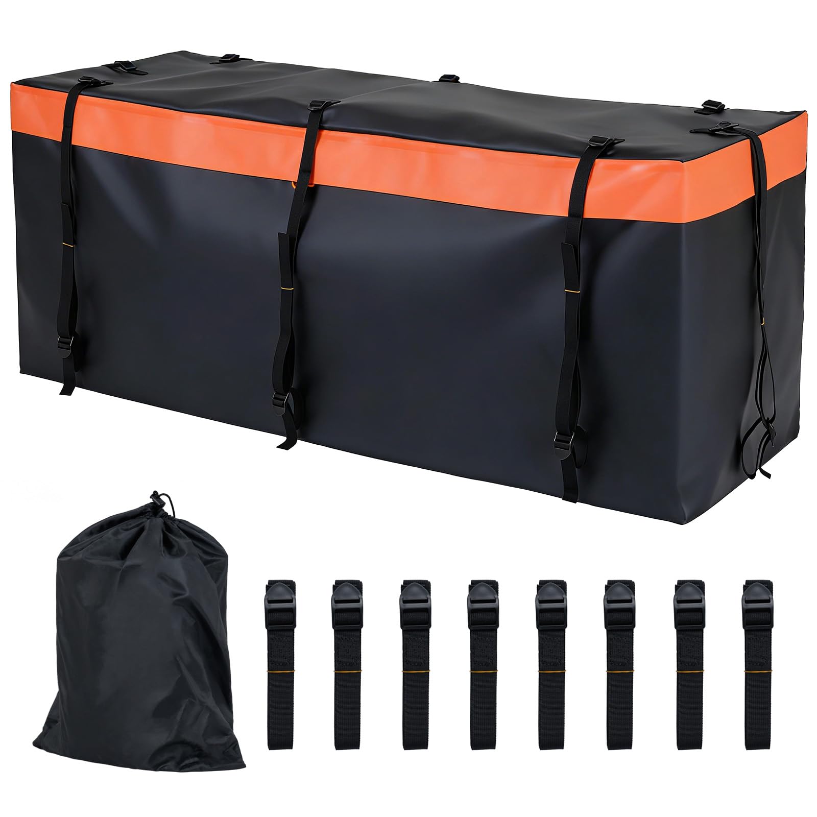 GIANTEX Borsa da Carico per Camion e Cassone Auto, Borsa da Trasporto Impermeabile in PVC Resistente con Cinghie di Fissaggio per Gancio di Traino, per SUV, Fuoristrada e Furgoni (146 x 61 x 51 cm)
