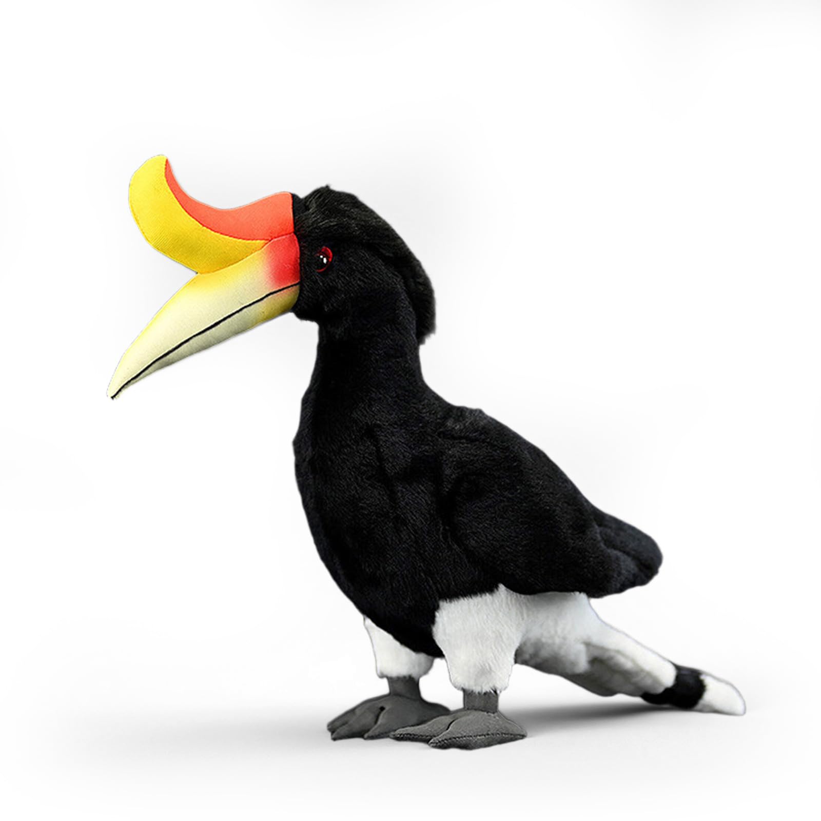 PuffPurrs Lifelike Rhinoceros Hornbill Plush Toy, Cute Realistic Buceros Rhinoceros Teddy Stuffed Animal, Curved Lvory-Colored Bill Toy Gift, 30 CM/11 In