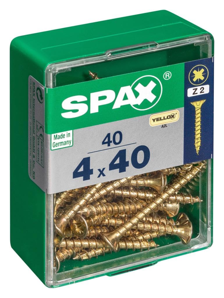 Spax Lemon Tree 4081020400402 40Pcs Screw (Screw,Steel,Zinc,Wood, Flathead, Pozidriv, Yellow)