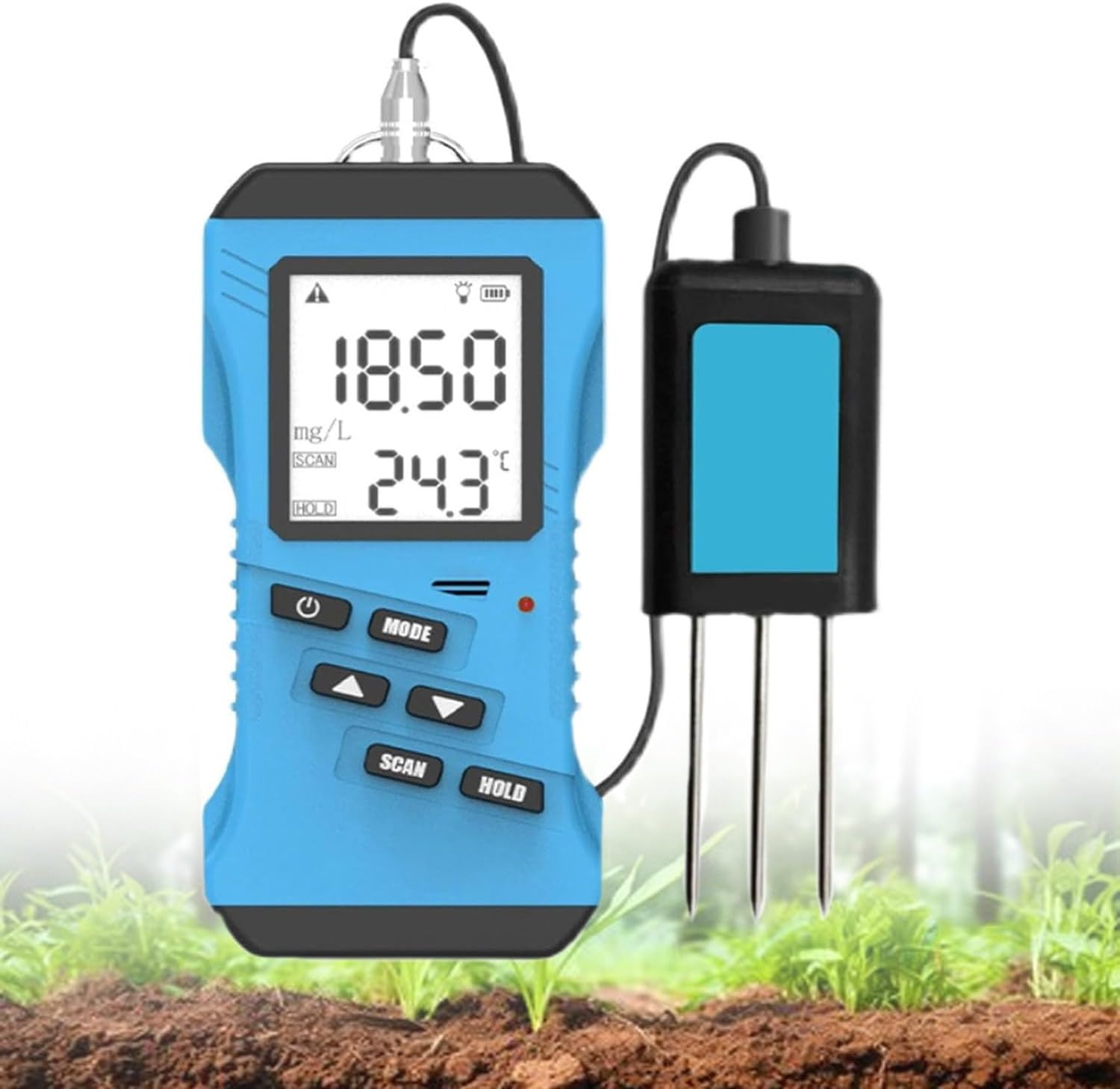 Soil Fertility Meter - Digital Measurement of Nitrogen, Phosphorus, Potassium, pH & Moisture with Backlit LCD for Garden, Lawn, and Farm Use