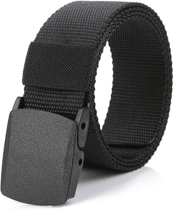QingFan Men's Casual Buckle Long Canvas Nylon Belt Without Metal