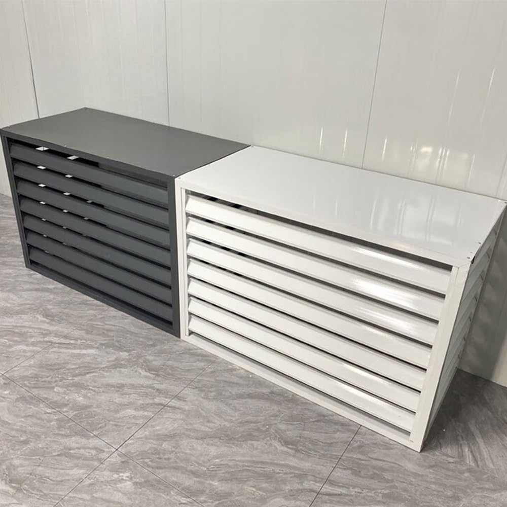 Cubre Aire Acondicionado Exterior, Funda Para Aire Acondicionado De Aluminio, Cubierta Rejilla Para Aire Acondicionado, Valla para Dispositivos Exteriores Pantalla Decorativa(Gray,100x50x70cm)