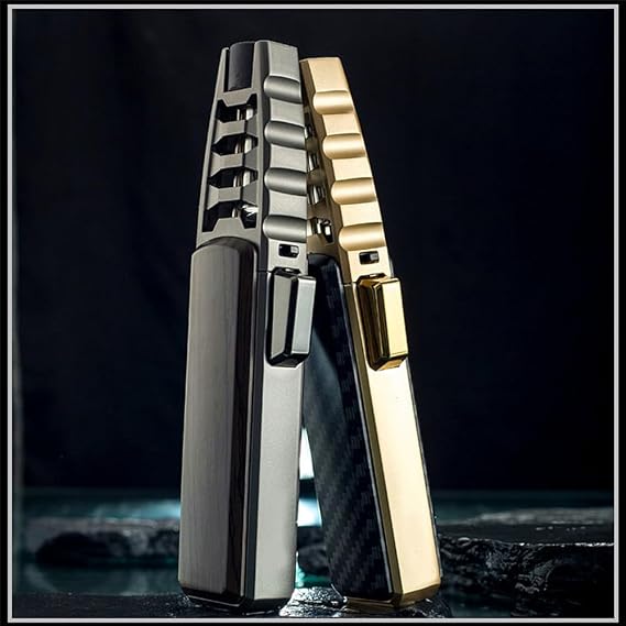 Windproof Straight Torch Blue Flame Lighter, Brightfire Torch Lighter, Torch Lighters Butane Refillable, Turbine Jet Lighter Torch Heavy Duty Refillable Fluid Multipack (2PCS)