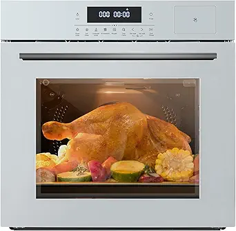 24" Single Wall Oven, 3000W/240V Stainless Steel Built-In Electric Ovens With Touch Control Include 8 Cooking Functions & 108 Automatic Recipes, Convection Wall Oven for Kitchen, Sliver