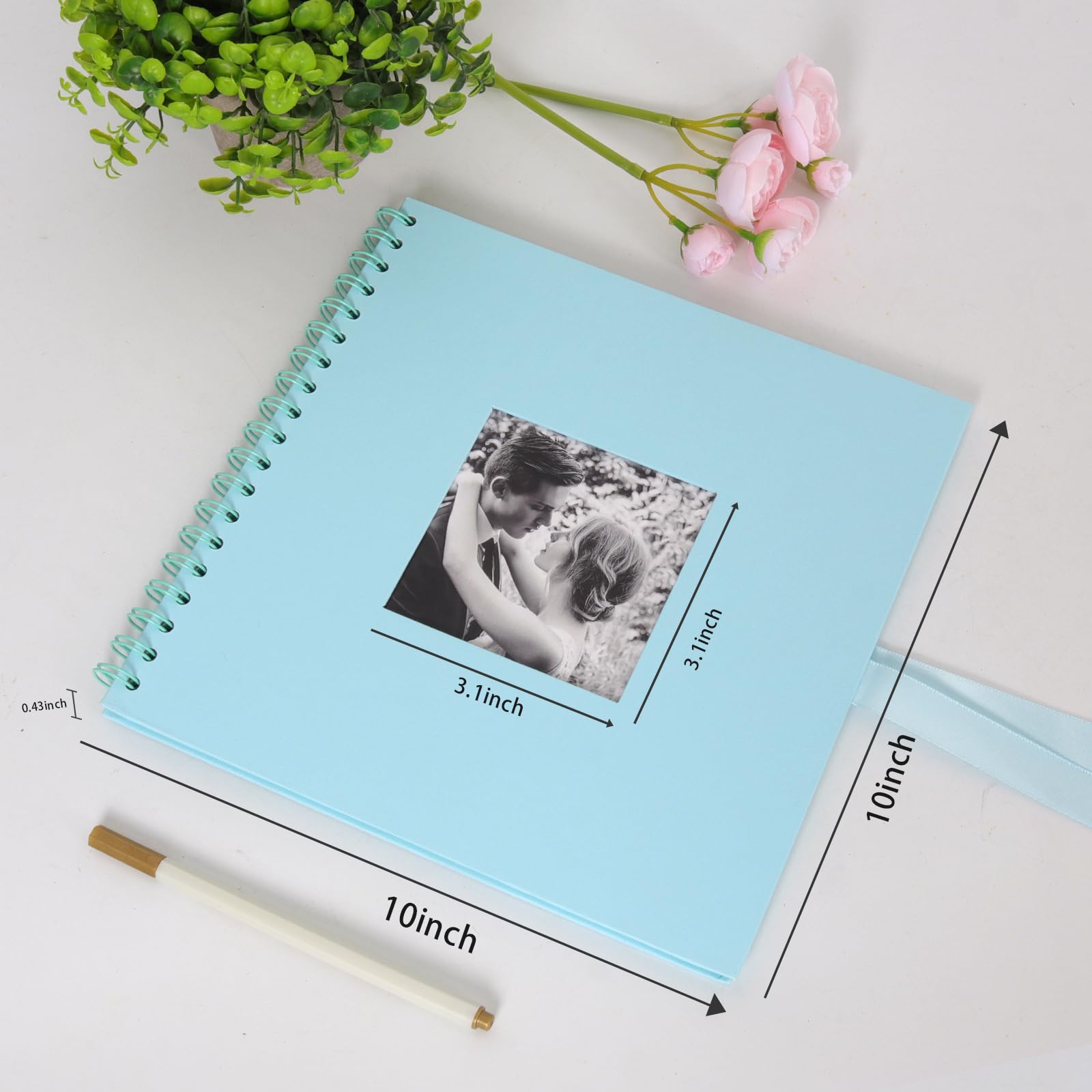 Pbf Scrapbook Photo Album, Guest Book With Photo Insert, Black Scrapbook With Plastic Sleeves & Black Pages, Scrapbook Album For 2x6 Photo Strips, Memory Book, Wedding Scrapbook