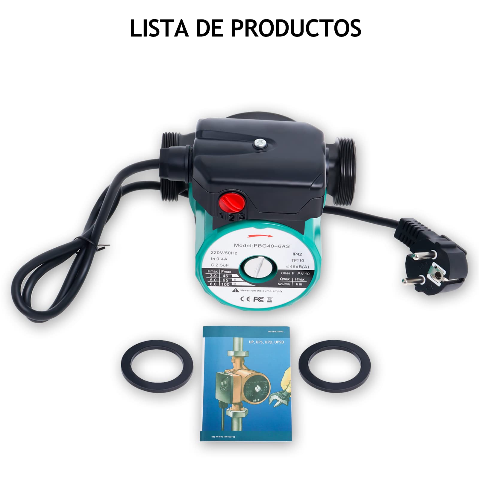 Pompa di circolazione RS25-60/130 per riscaldamento e acqua calda | Regolazione a 3 velocità per regolare il flusso, circolatore per sistemi di riscaldamento e acqua calda sanitaria