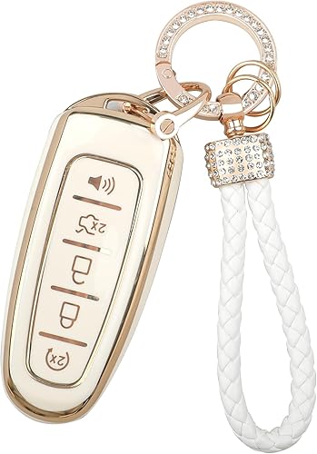 Miniatura 9 de WSAuto Funda para llavero con llavero de metal compatible con Ford C-Max Edge Escape Expedition Explorer Flex Focus Taurus Lincoln MKS MKT MKX