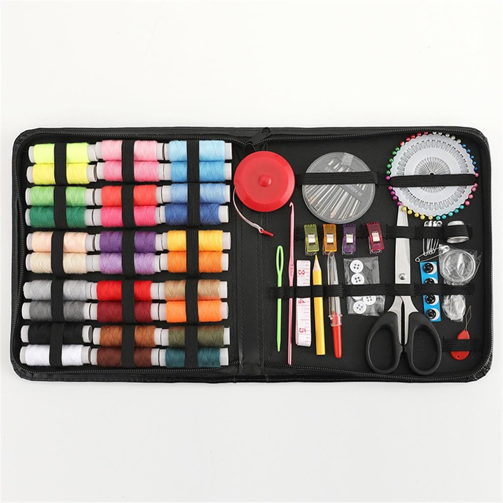 JFDBGU Juego de costura for el hogar, juego de costura, juego de costura, aguja de coser a mano, juego de costura de viaje, 128 juegos de caja de costura