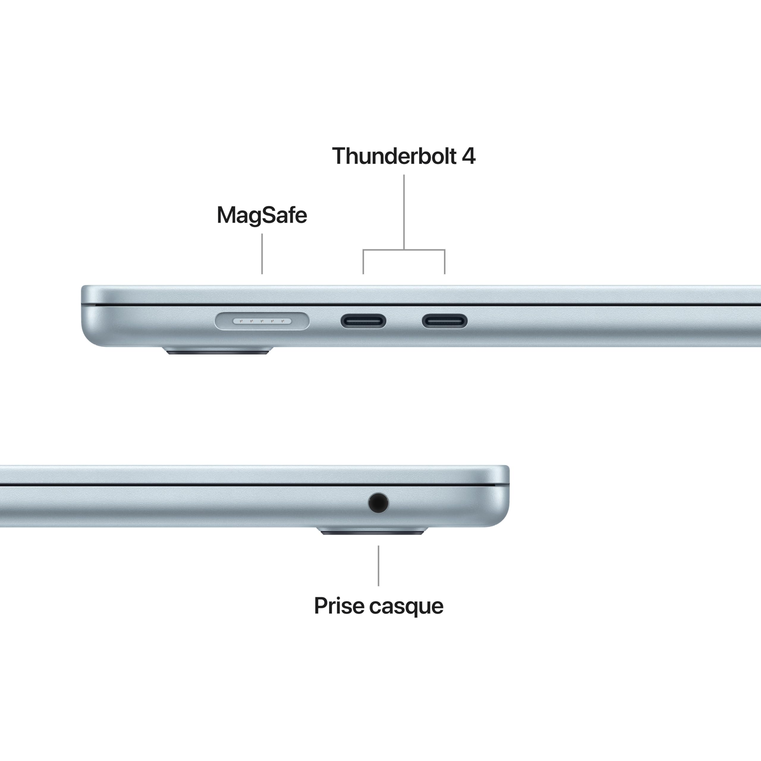 Apple MacBook Air 15 Pouces Portable avec Puce M5 : Conçu pour l’IA, Écran Liquid Retina 15,3 Pouces, Mémoire unifiée 16 Go, SSD 512 Go, Caméra Center Stage 12 MP, Touch ID, Wi-FI 7 ; Ciel