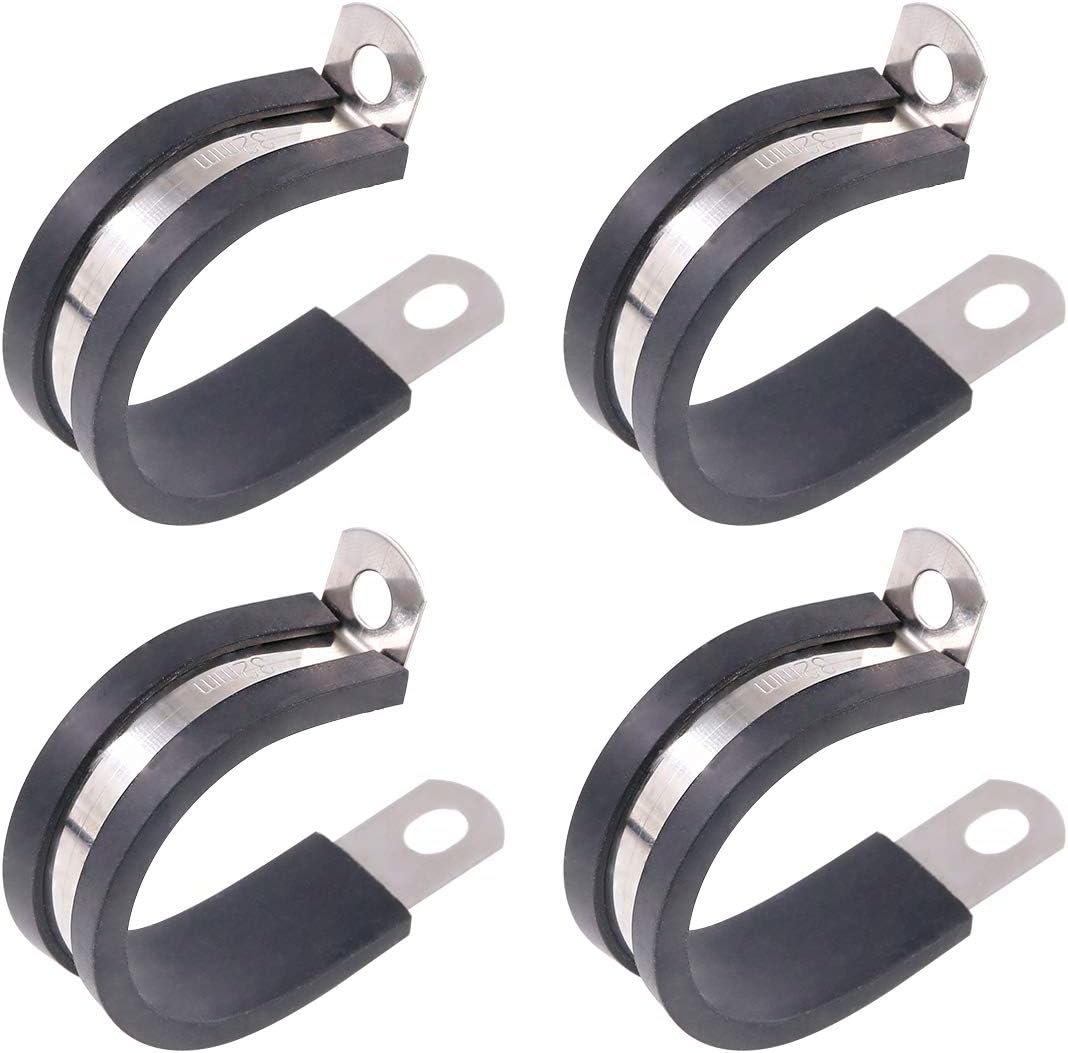 Keadic 20Pcs 1-1/4 Inch (32mm) Rubber Cushioned Insulated Clamps Stainless Steel, Metal Clamp, Tube Holder for Tube, Pipe or Wire Cord Installation