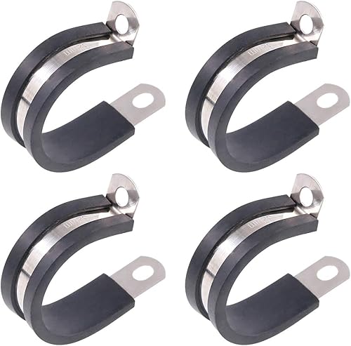 Keadic 20 abrazaderas aislantes acolchadas de goma de 1-1/4 pulgadas (1.260 in) de acero inoxidable, abrazadera de metal, soporte de tubo para