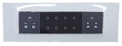 Smarteefi Touch 8 Port Modular WiFi Smart Switch Board, 6 Smart Switch, 2 Smart Plug, Compatible with Alexa & Google Home, Black & White (Size: 8M-Horizontal (262mmx90mmx40mm))