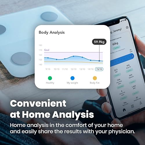 Miniatura 6 de NOERDEN - Báscula corporal inteligente Minimi - Báscula para peso corporal con tecnología Step-On, Bluetooth, pantalla LED, vidrio templado,