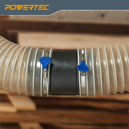 Miniatura 2 de POWERTEC 70123 Conector de manguera de polvo de 4 pulgadas con adaptador de empalme de conexión rápida, plástico ABS, 1 paquete (paquete de 2)