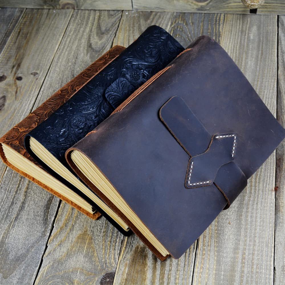 Cuaderno A5 con Flores en Relieve A5, Cuaderno de Notas de Cuero Genuino Hecho a Mano, Diario Retro, Diario de Viaje, Escuela, Oficina, Estudiante, Bloc de Notas