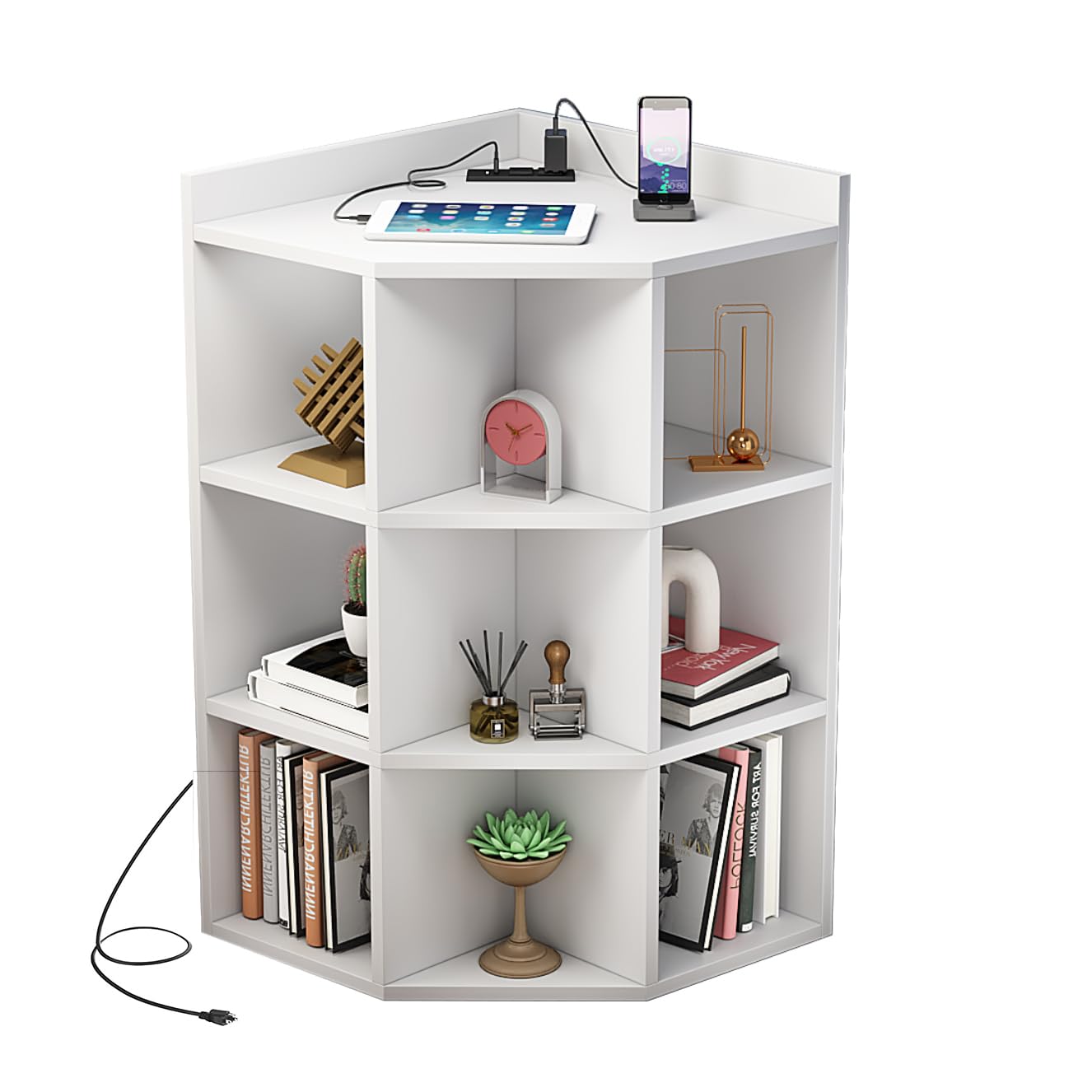 Buy Corner Storage with Charging Station and Outlets, 9 Cubby