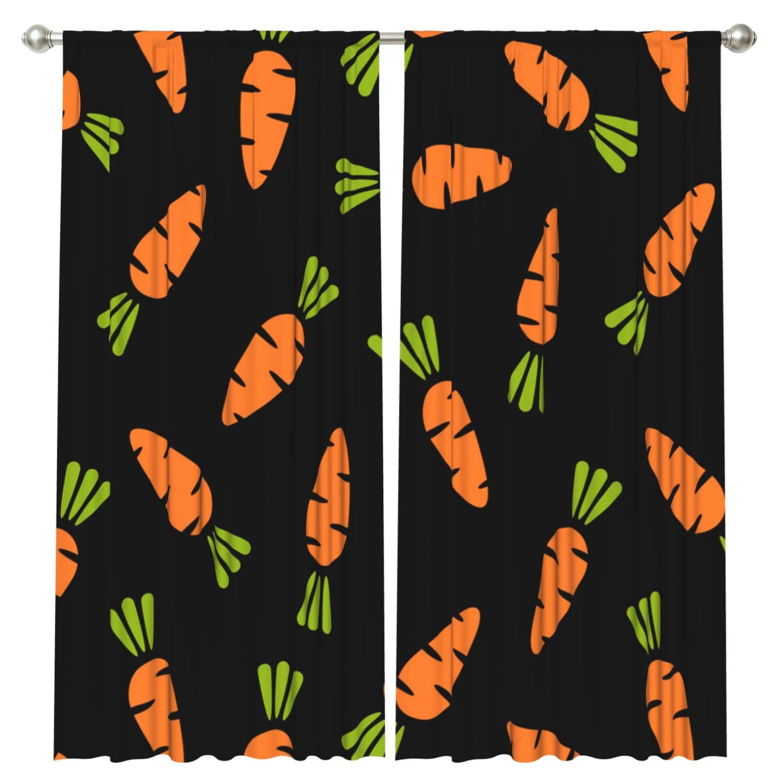 InOmak Cartoon Carrot, 2 Panels Window Curtains 52 x 84 Inch Blackout Curtains for Living Room Bedroom