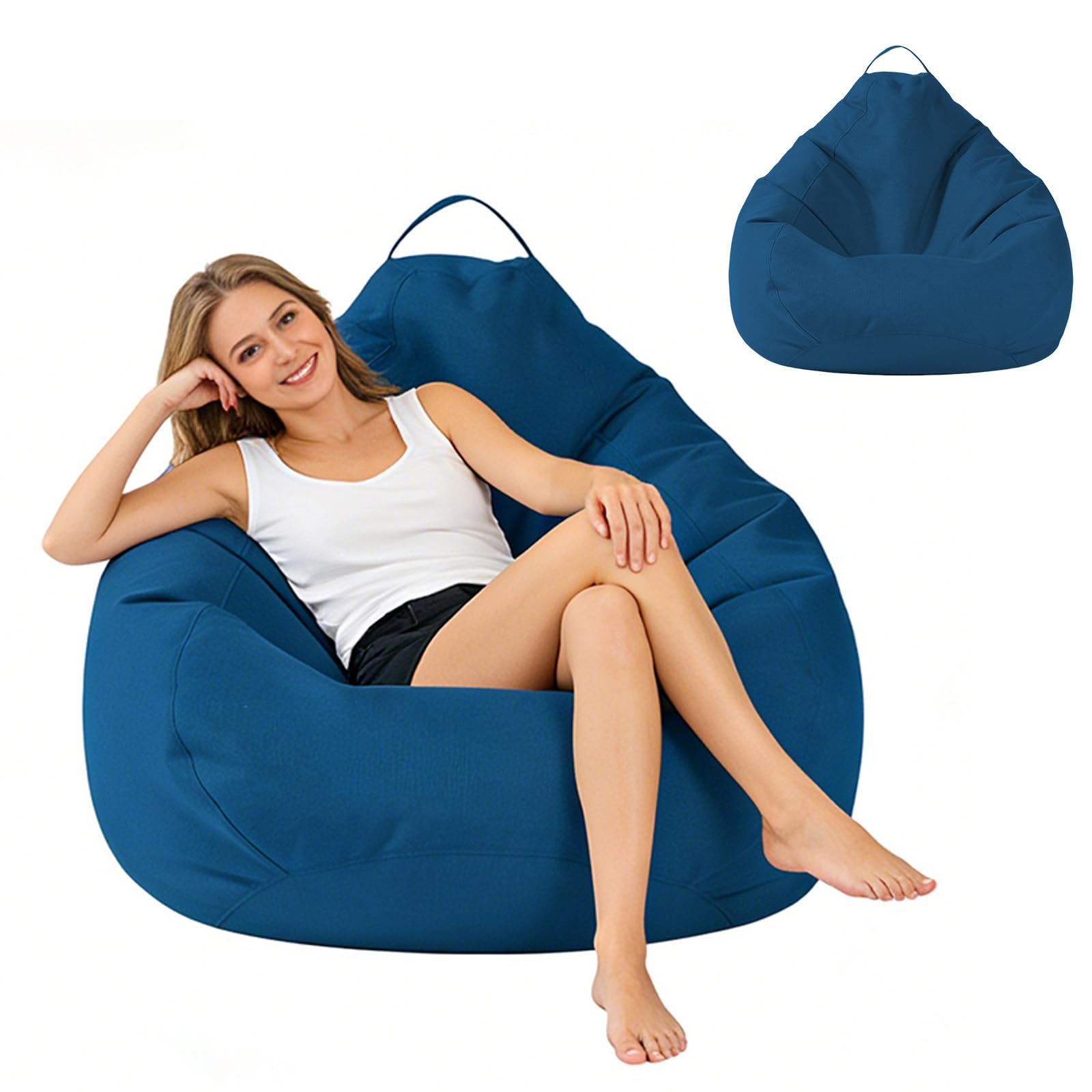 Puff Salon, Puffs Sin Relleno, Puff Sillon De Algodón y Lino, Puf Ideal para Dormitorios, Salas de Juegos, Salones y Terrazas