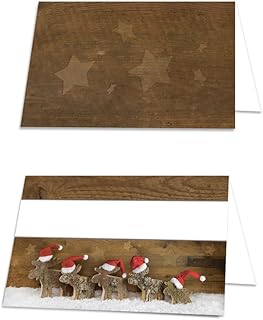 Logbuch-Verlag 100 tarjetas de mesa en diseño navideño - motivo de reno - 8,5 x 5,5 cm - color marrón y blanco