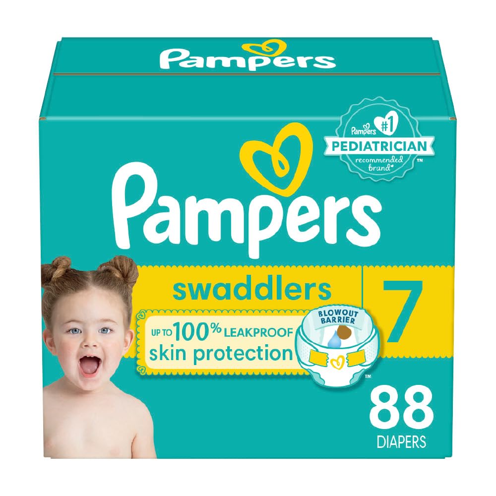 Pampers Diapers Size 7, 88 Count - Swaddlers Disposable Baby Diapers (Packaging & Prints May Vary)