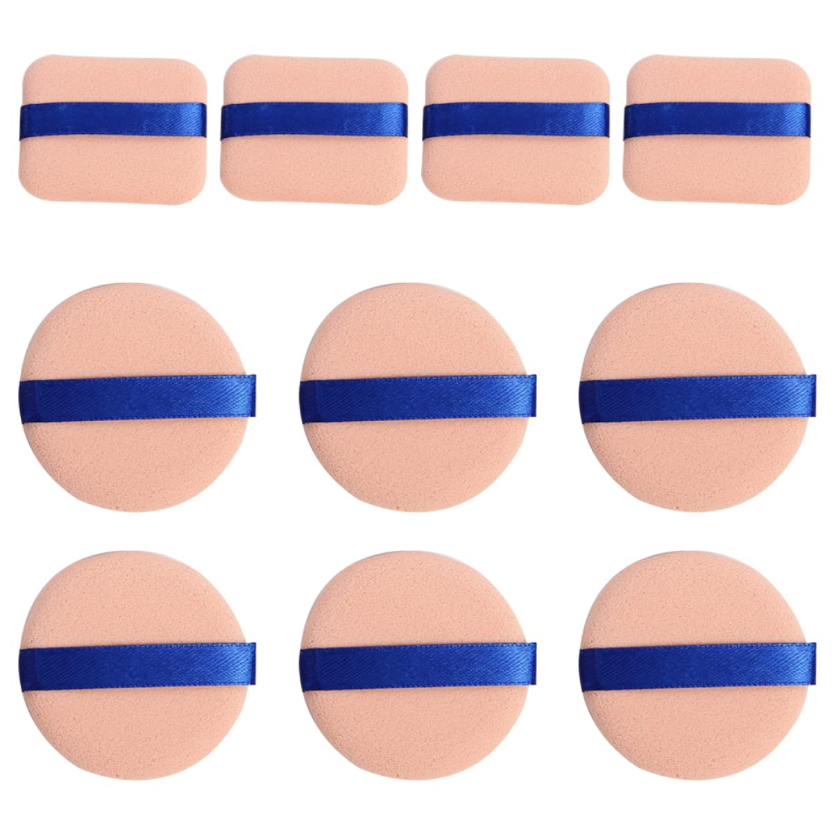 Healvian 10PCS Makeup Puff Dual Use Dry Wet Foundation Sponge Square Round Cosmetic Powders for Application for Blush Highlighter Concealer