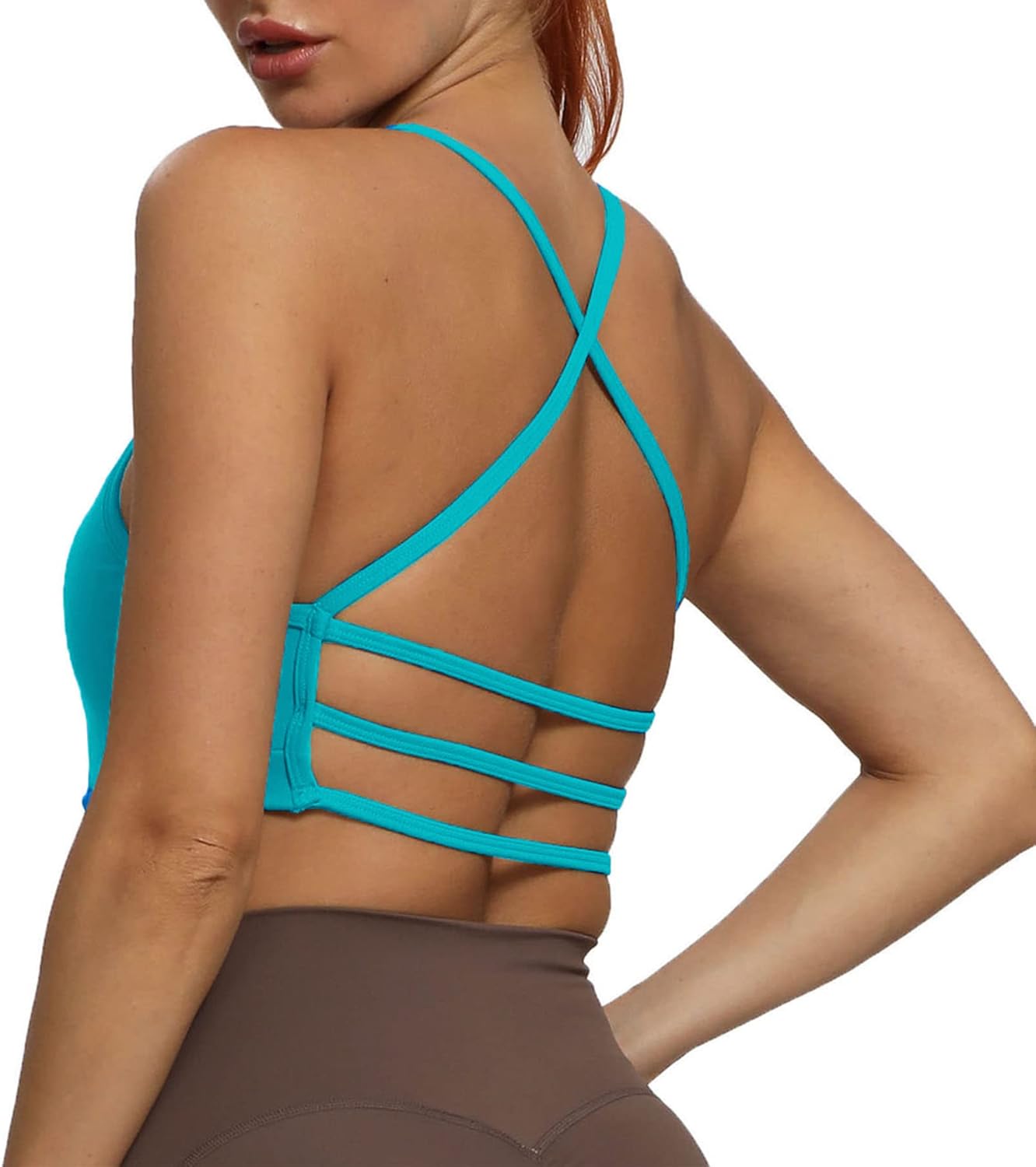 Aoxjox Women's Workout Sports Bras Fitness Backless Padded Amor Low