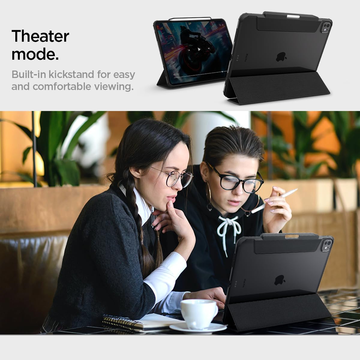 Spigen for iPad Pro 13 inch Case M5/M4 (2025-2024), Ultra Hybrid Pro with Clear Transparent Back and Pencil Holder, Black - Image 5