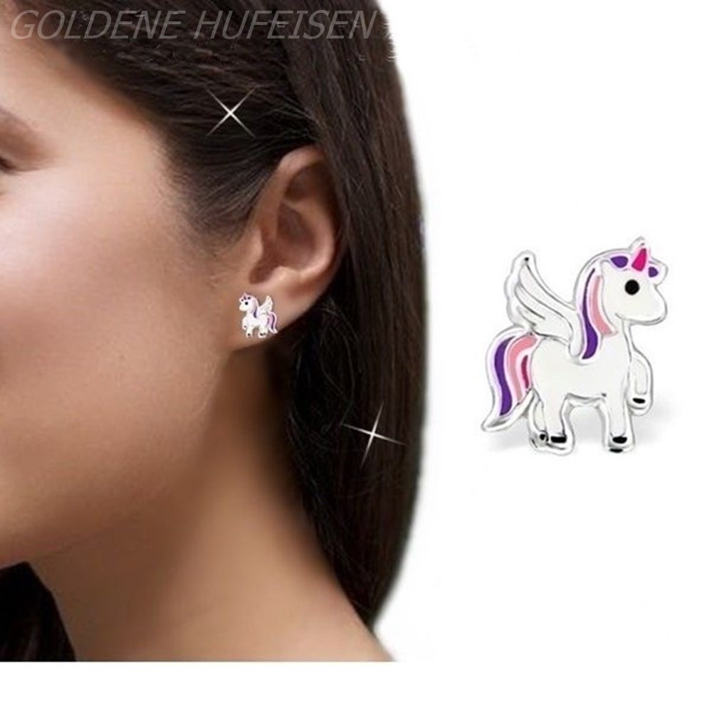 2 paire set fille enfant boucles d'oreilles papillon licorne 925 argent