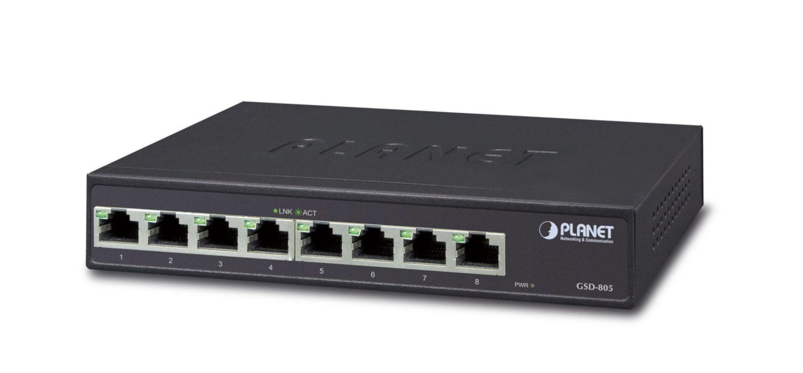 PLANET GSD-805 - Switch Gigabit Ethernet 8 ports 10/100/1000BASE-T, Fanless, Jumbo Frame 9K