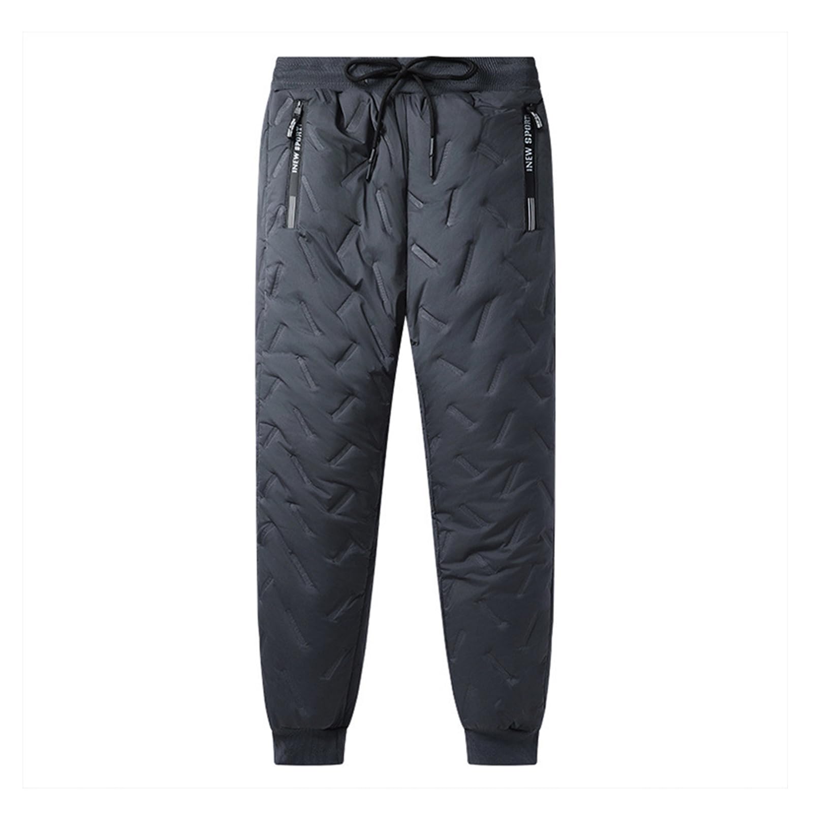 Fleece Sweatpants Men Thick Tapered Legs Cinch Bottom Thermal Pants Lounge Windproof Running Joggers with Pockets