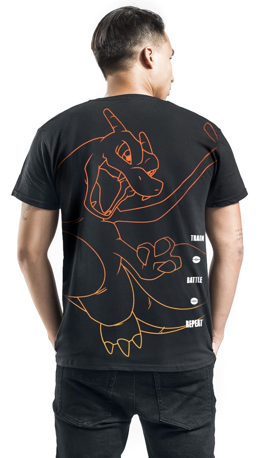 Pokémon Charizard Uomo T-Shirt Nero Regular