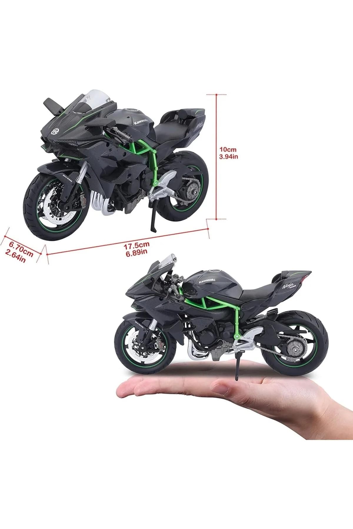 Hot Wheels 2014 KAWASAKİ H2R MAİSTO 1:12 ÖLÇEK (18CM) YEŞİL-SİYAH