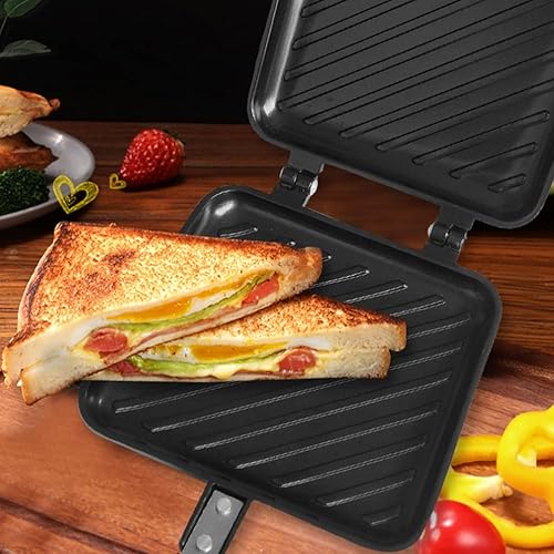 Miniatura 8 de Hemoton Sartenes para máquina de desayuno, sartén de doble cara, sartén de barbacoa de 14 pulgadas, sartén de cocción a presión de doble cara, olla