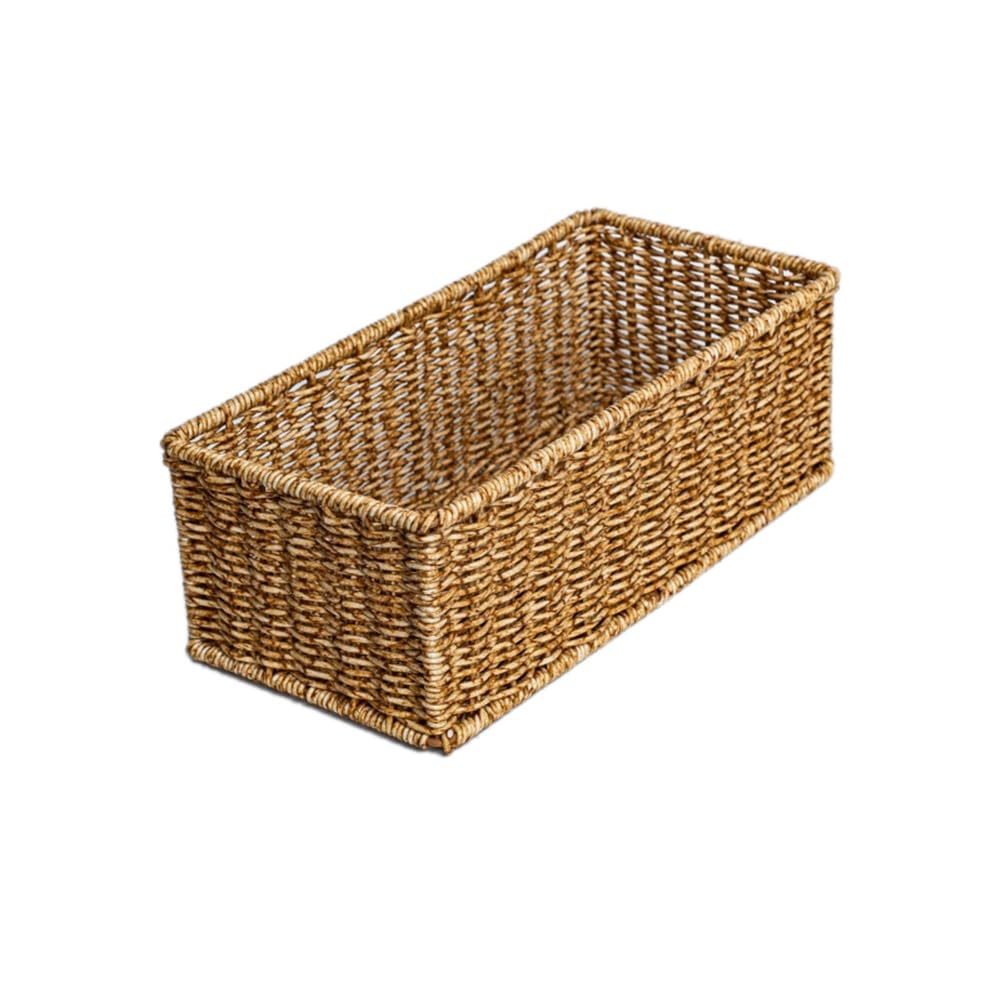 IJSDNVJNDX Built-in Handle Wicker Anti-Vine Basket Set for Toilet Tank and Vanity 28.5x 14x 10cm