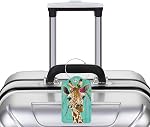 2 Étiquettes de bagages Pack Travel Stamp, Mignon PU Cuir pour valises avec housse et boucle en acier inoxydable, style passeport rétro TSA Identification approuvée pour Cruise (Giraffe)