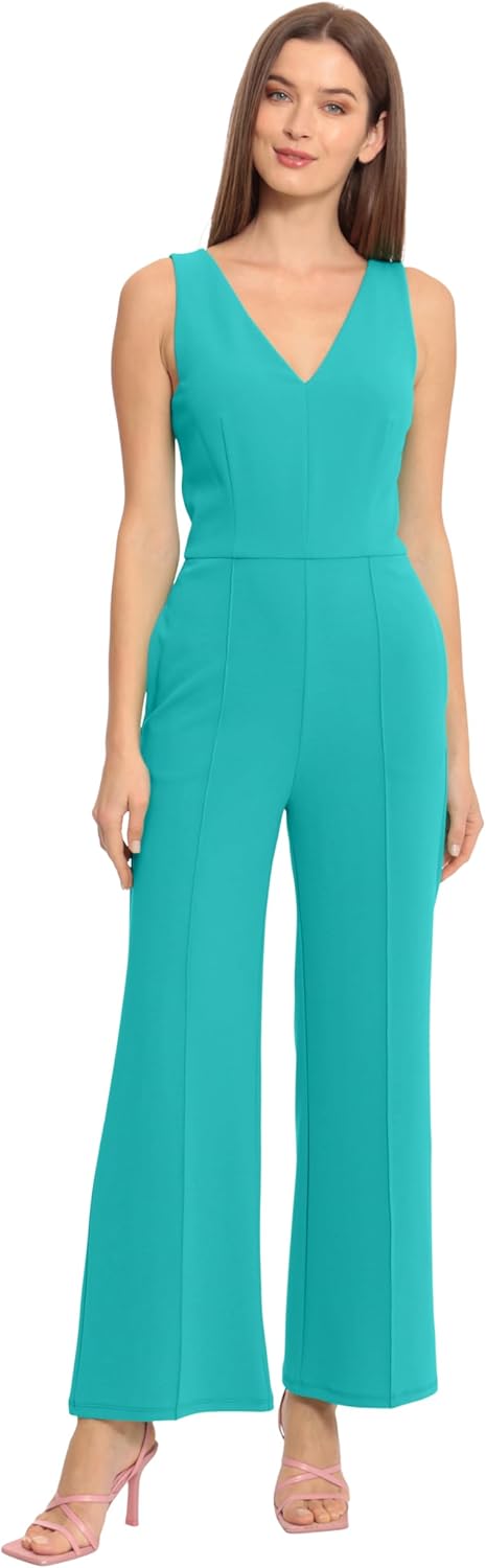 Maggy London Women's Dresses Ruffle Detailed Crepe Jumpsuit, Sleeveless Detailed Crepe Jumpsuit - Image 2