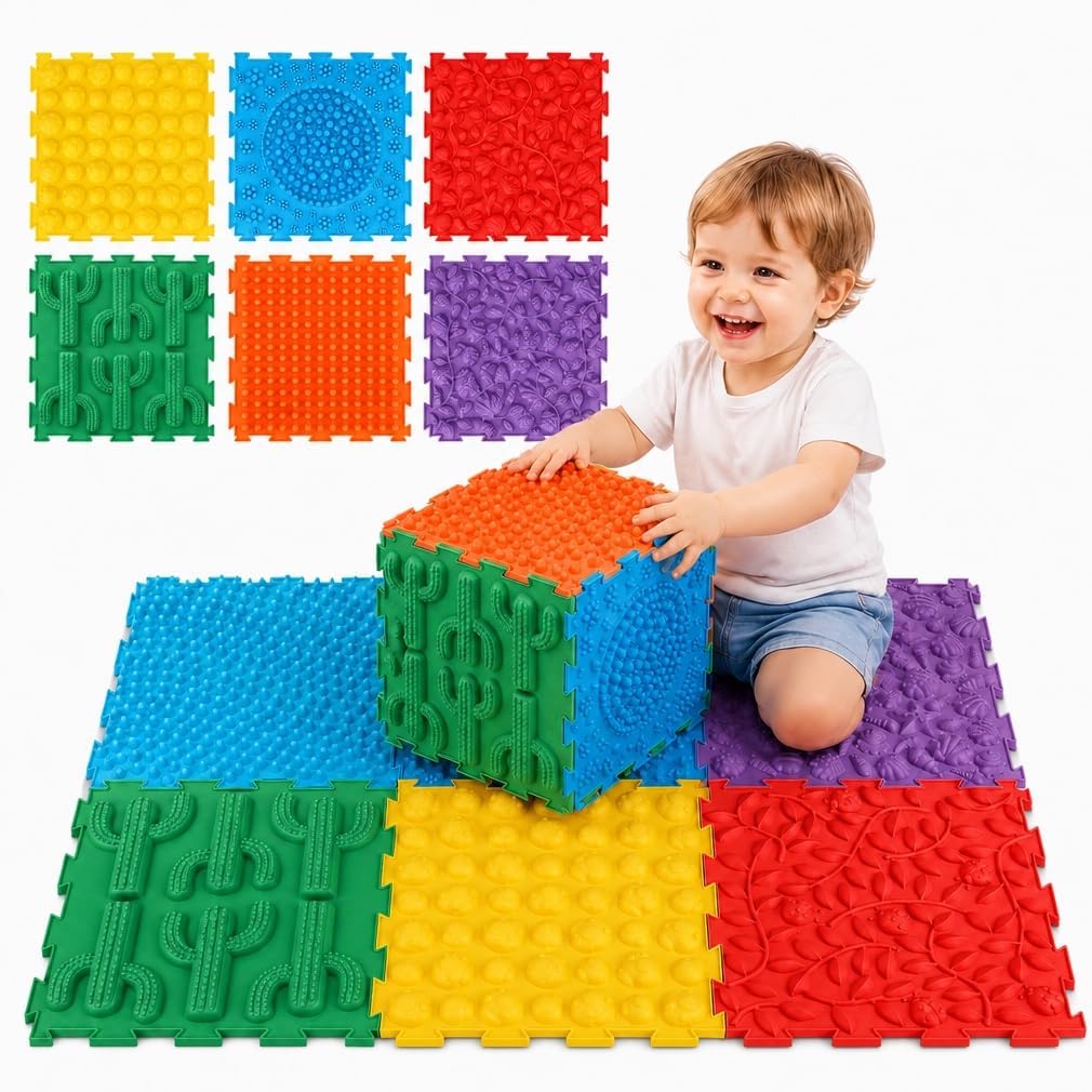 edusense TPU Sensory Floor Mats - Textured Tactile Tiles for Kids