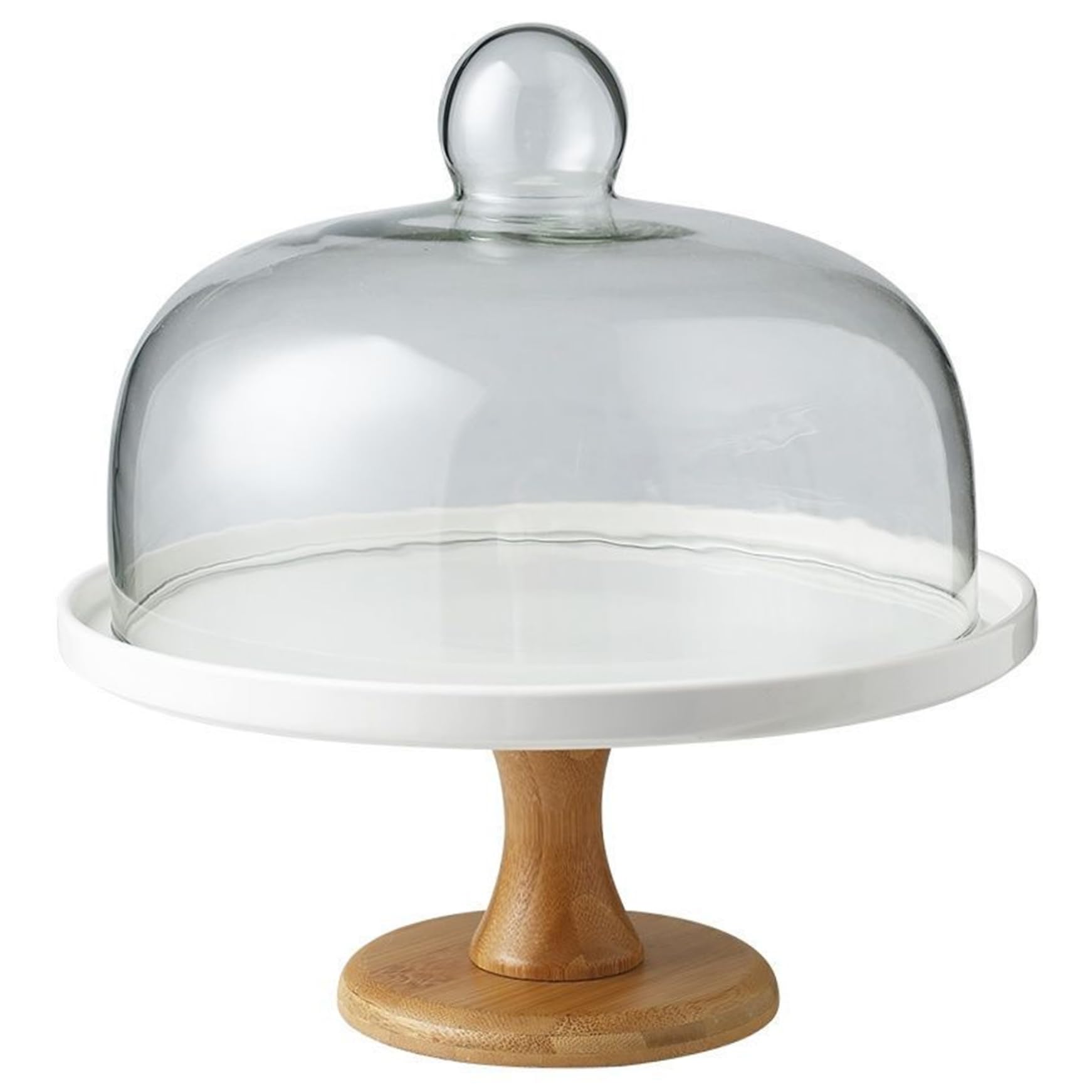 Soporte para pasteles de 8 pulgadas con tapa de vidrio transparente Cúpula para pasteles desmontable Soporte multifuncional para exhibición y almacenamiento de frutas, postres y fiestas.