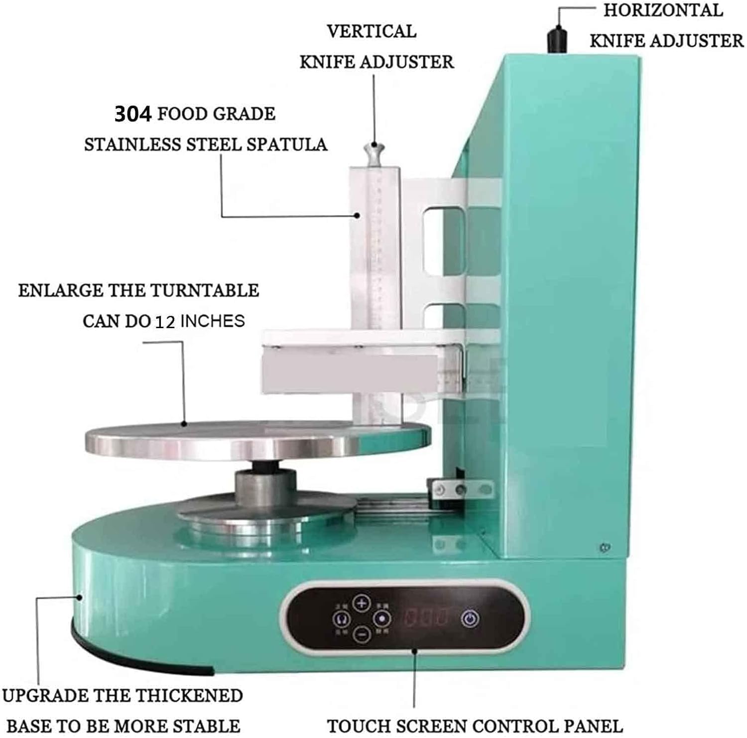 Lisciatorta semiautomatica con Regolazione dellaltezza, Piatto Girevole a velocità variabile, Rotazione Reversibile per la Decorazione