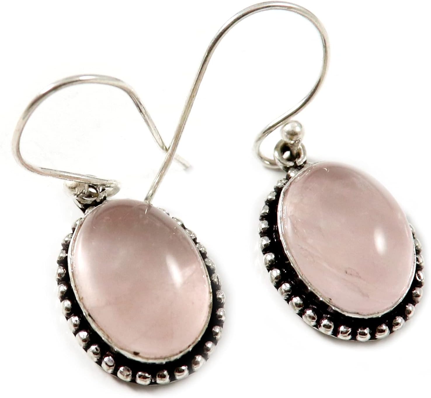 Goyal Exports Rose Quartz Gemstone 925 Sterling Silver Drop Dangle Earring Jewlery SEG17G
