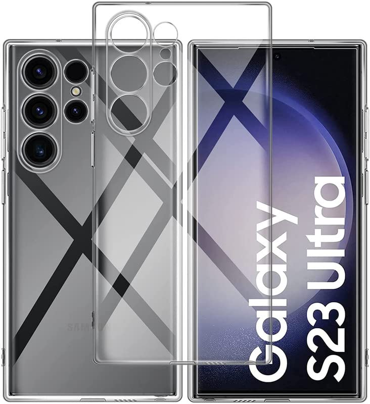 Helix Hard Unbreakable Glass TPU Crystal Clear Transparent Back Cover Case for Samsung Galaxy S23 Ultra 6.8” Helix Hard Unbreakable Glass TPU Crystal Clear Transparent Back Cover Case for Samsung Galaxy S23 Ultra 6.8”