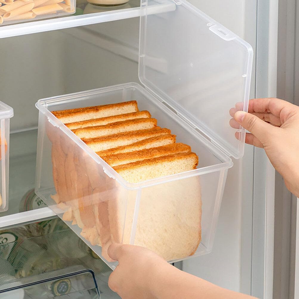Kichvoe Transparent Food Grade Bread Loaf Storage Box 8.38X5.78X5.00In Clear Plastic Container with Airtight Lid for Kitchen Counter Fresh Bread Keeper and Organization