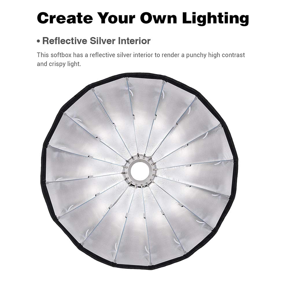 Godox QR-P70 Softbox parabolico Bowens, installazione rapida pieghevole in un minuto, con diffusore anteriore e interno e borsa per il trasporto per Godox SL-60W VL150 UL150 SL150WII