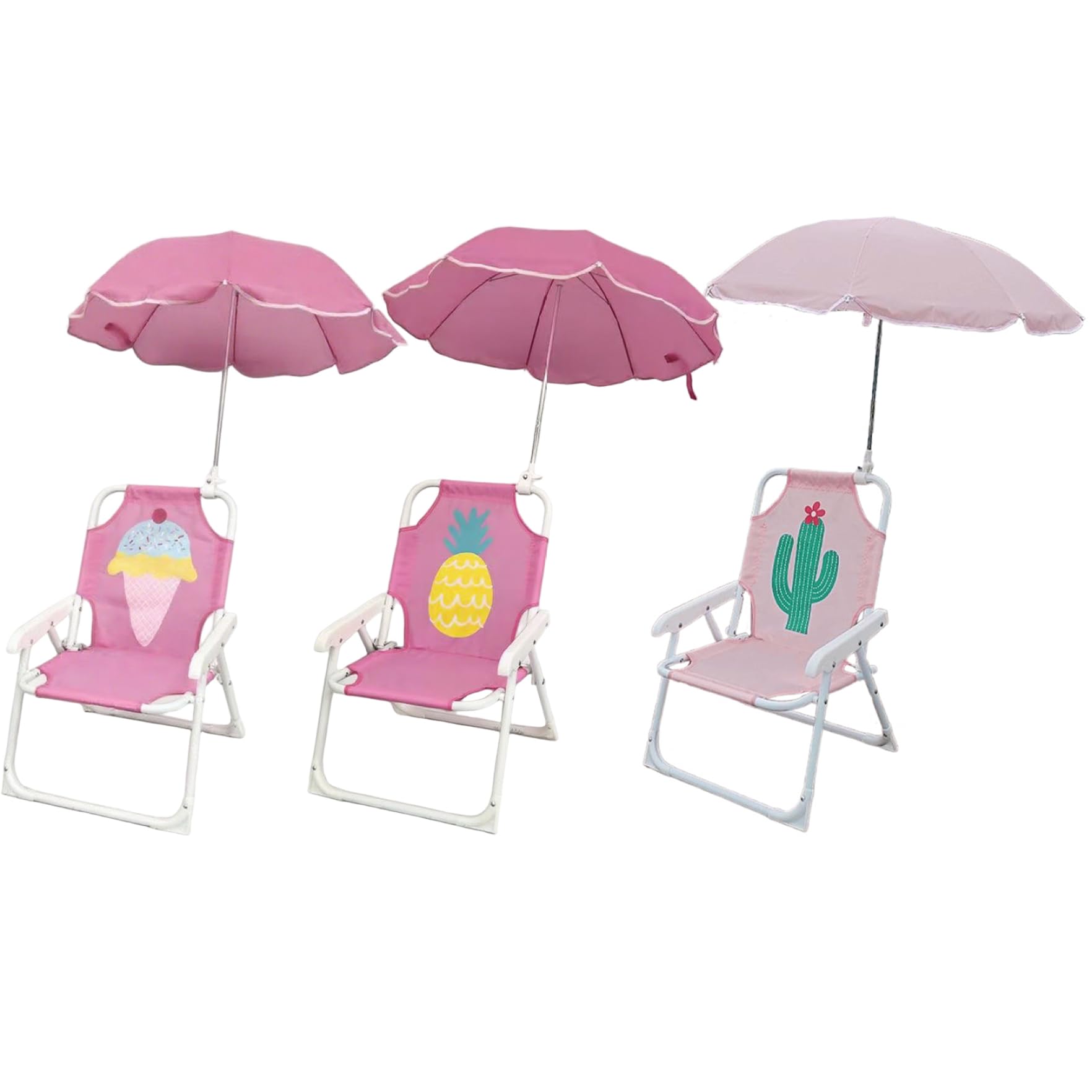 Chaise de Plage pour Enfants avec Parapluie, Pliable et détachable Portable Tissu Oxford Chaise de Plage pour Enfants Mignon avec canopée pour l'été extérieur, Cactus