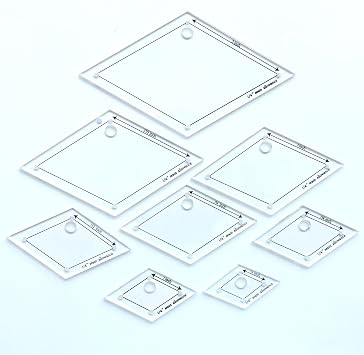 Diamond Quilting Rulers and Templates Set, 8pcs Acrylic Diamond Shaped Patchwork Ruled Template Tool with 1/4" Seam Allowance