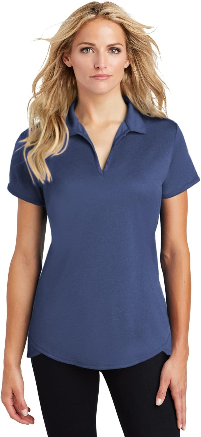 Joe's USA Ladies Moisture Wicking Heather Golf Polos in XS-4XL X-Small True Navy Heather