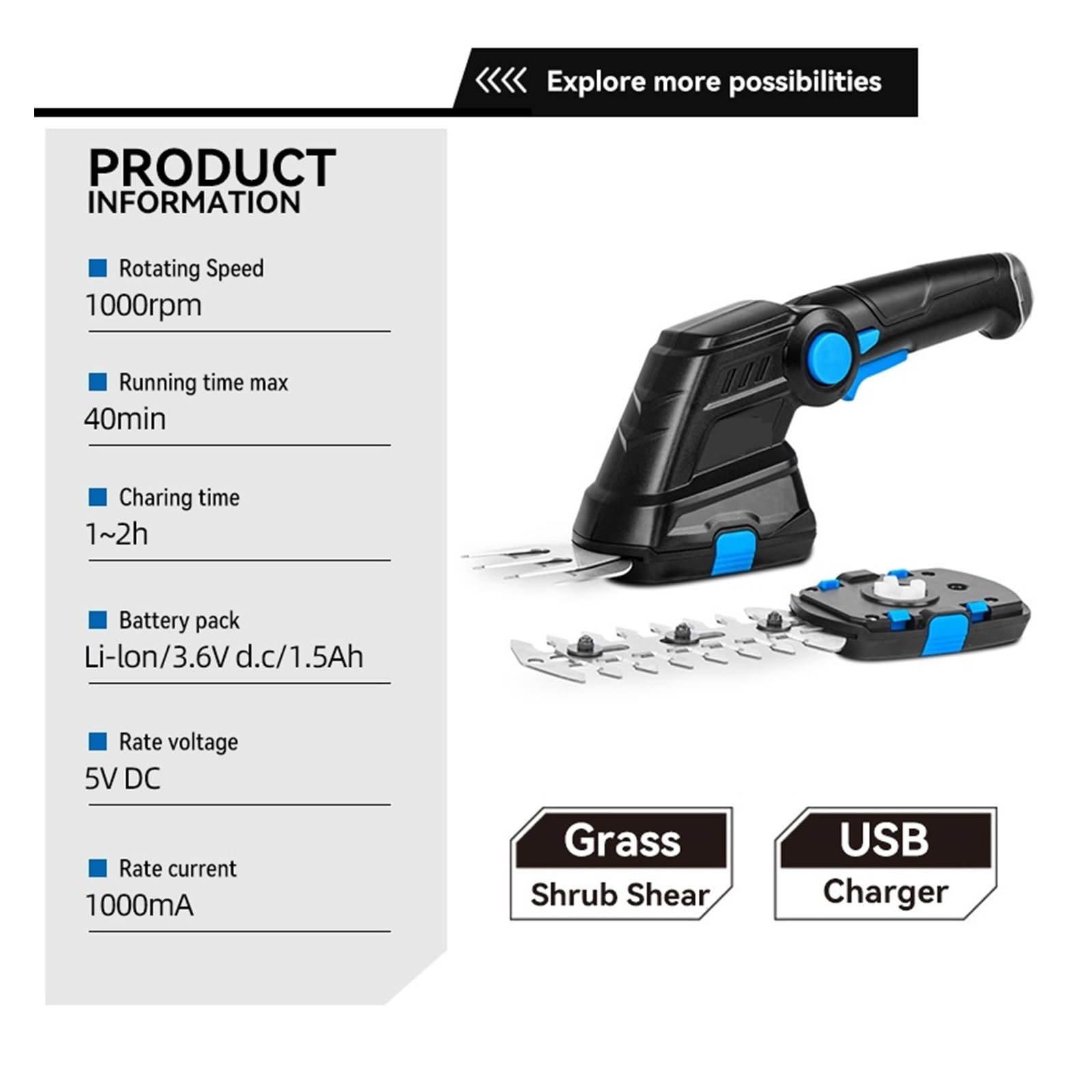Tondeuse à gazon, 2 en 1 taille-haie électrique sans fil 3.6V USB ménage tondeuse à gazon Rechargeable désherbage cisaillement outils de jardin